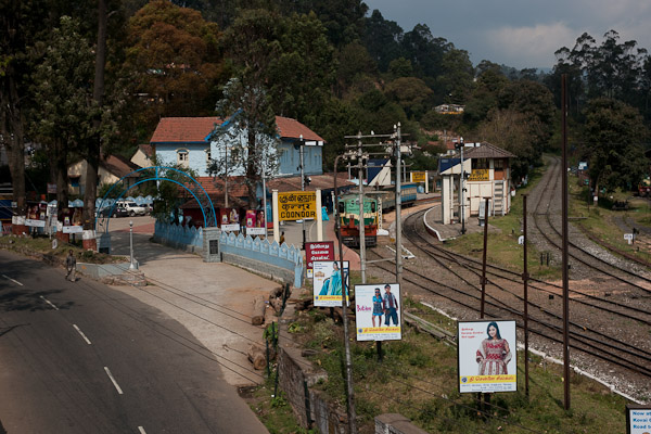 India_JanFeb_10_Coonor_7728.jpg - Coonor Train Station from my hotel..  This is on the NilgiriBlue Mountain Railway, a narrow gauge cog railway.  They have a steam powered locomotive that they occassionally use; all I saw was diesel.