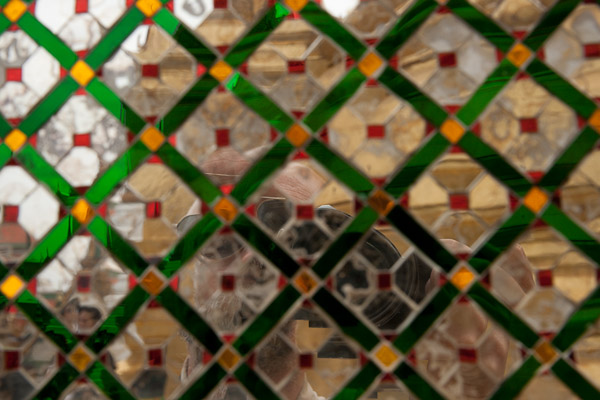 Thailnd_Bangkok_OctNovDec_2010_5933.jpg - Autoportrait.  Lots of mirrored decoration in Thailand.